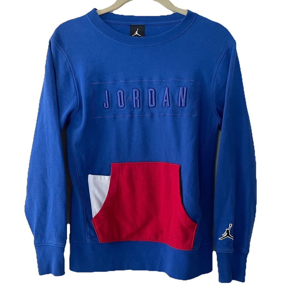 Vintage 90s Nike‎ Air Jordan Sweatshirt Youth Small Crewneck Kangaroo Pocket